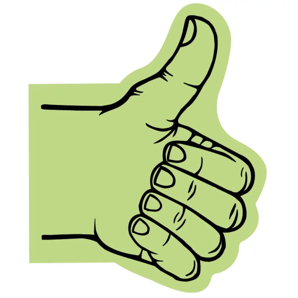 Main géante avec pouce levé