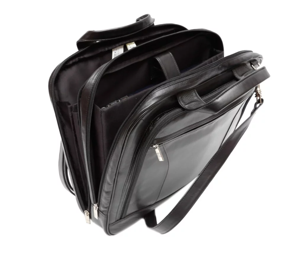 Ashlin® Designer Alaster Midnight Black Laptop Briefcase w/Front Organizer