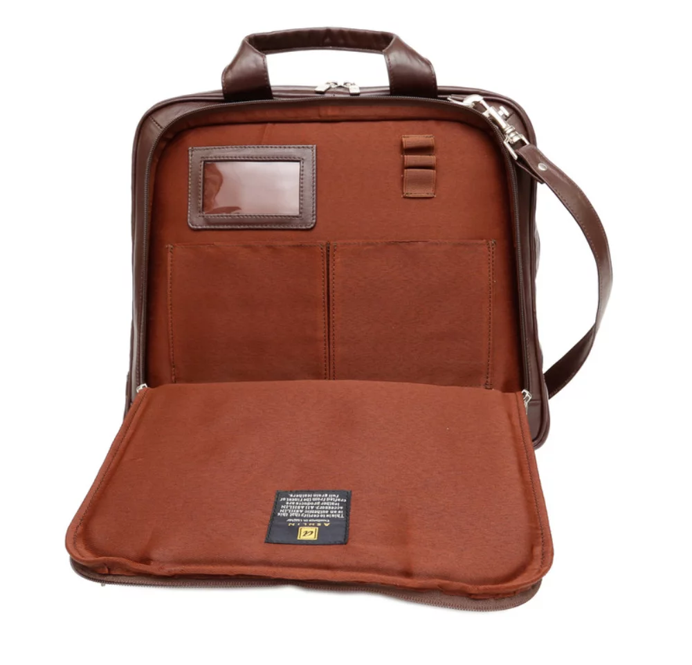 Mallette pour ordinateur portable Ashlin® Designer Alaster Expresso Brown avec organiseur frontal