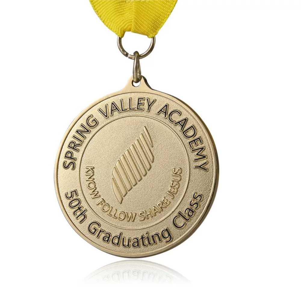 4" Custom Die Cast Shiny w/Sandblast/Textured Background Medals