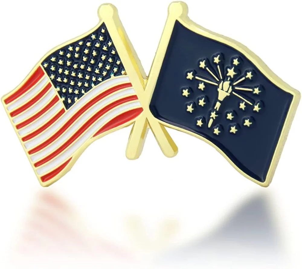 Insigne croisé de drapeau (Indiana & USA)
