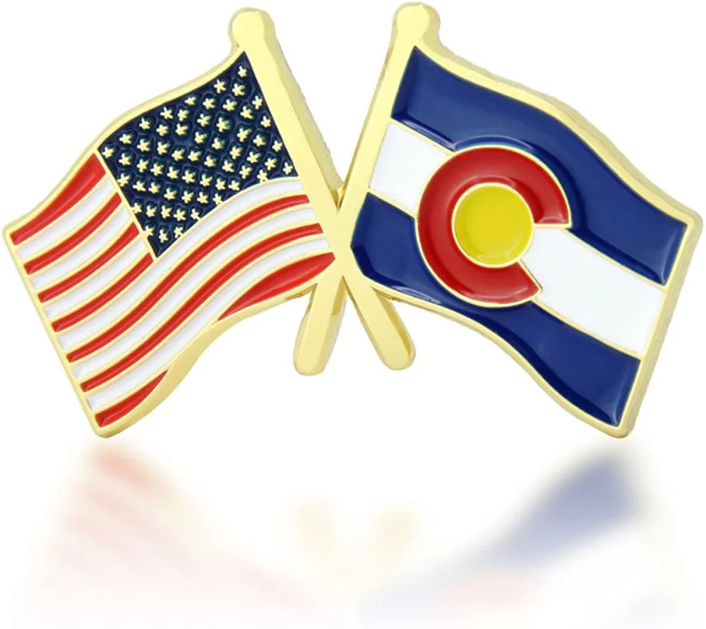 Insigne d'épinglette de drapeau croisé (Colorado & USA)