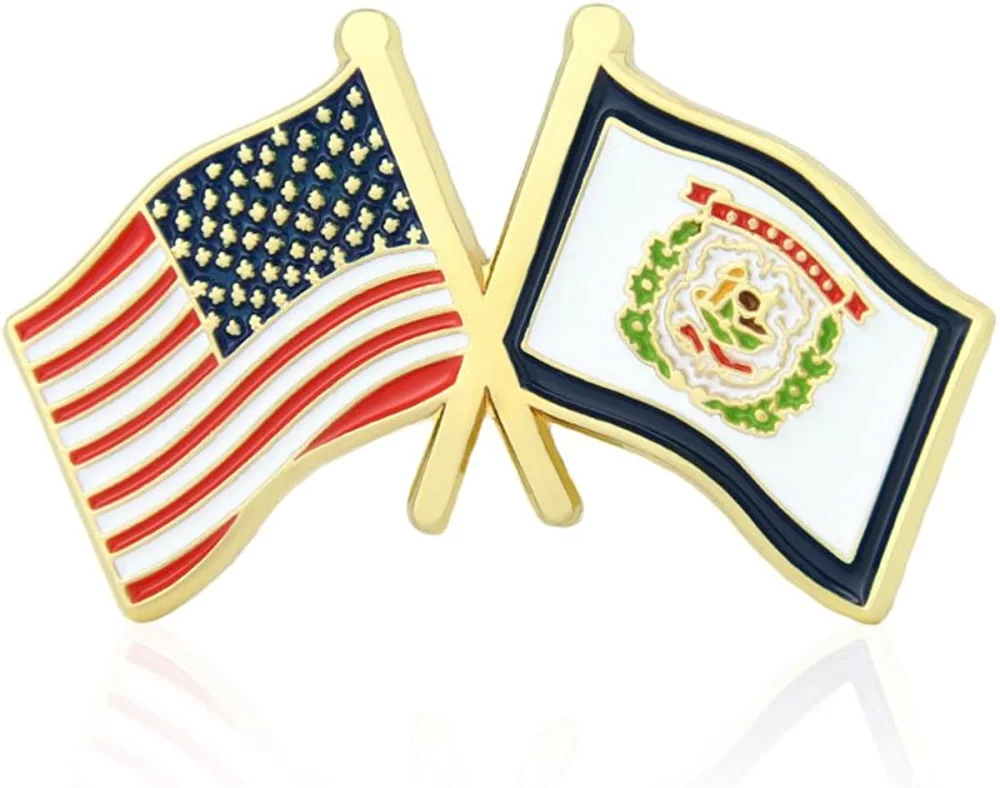 Stock Crossed Flag Pin (West Virginia & USA)
