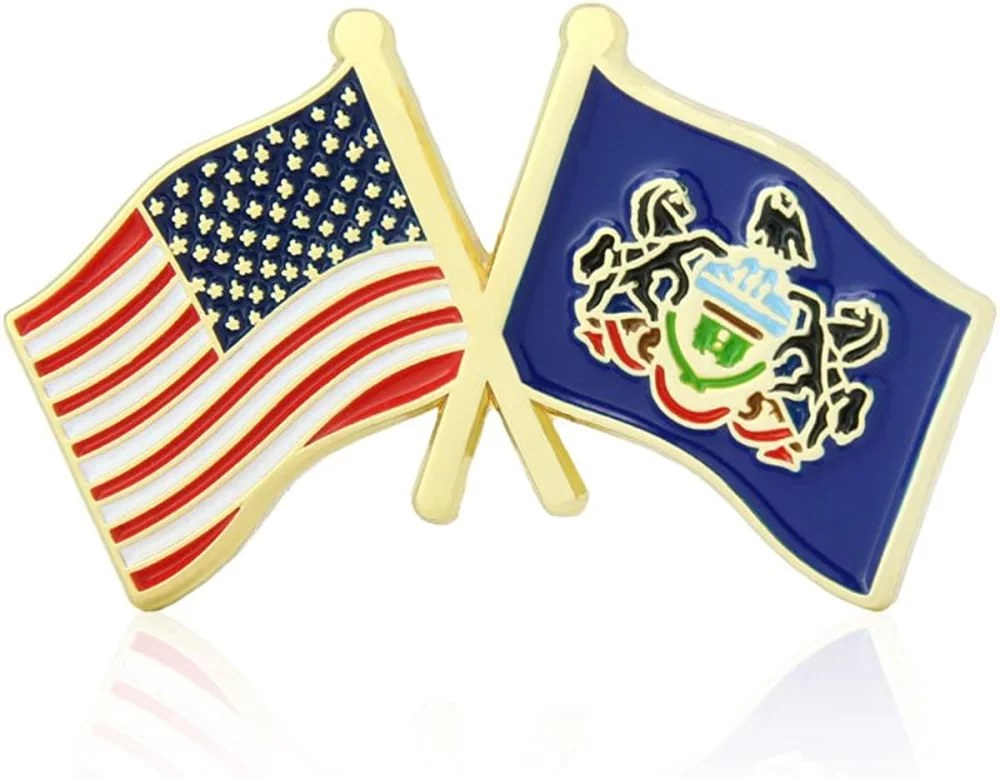 Stock Crossed Flag Pin (Pennsylvania & USA)