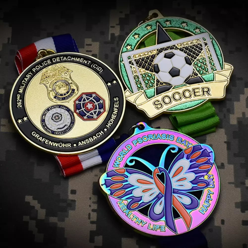 Médailles en émail souple moulées sur mesure de 5 pouces.