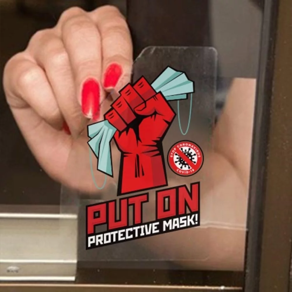 Autocollant personnalisé en forme avec adhésif frontal