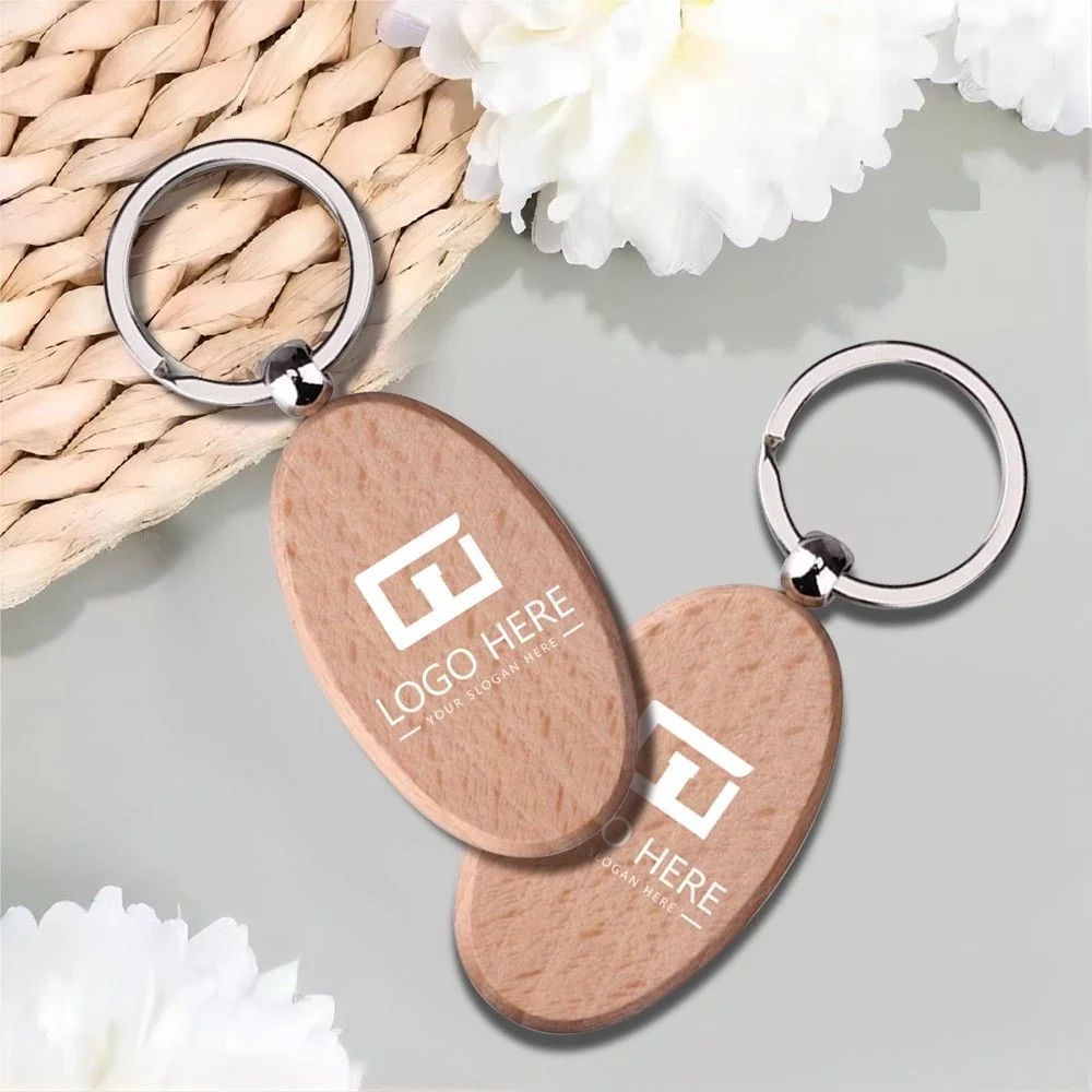 Porte-clés en bois ovale en promotion