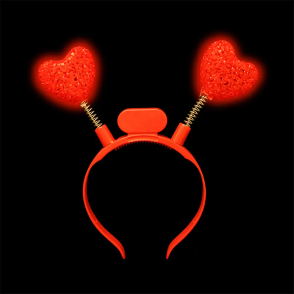 Light-Up Red LED Boppers Heart Headband