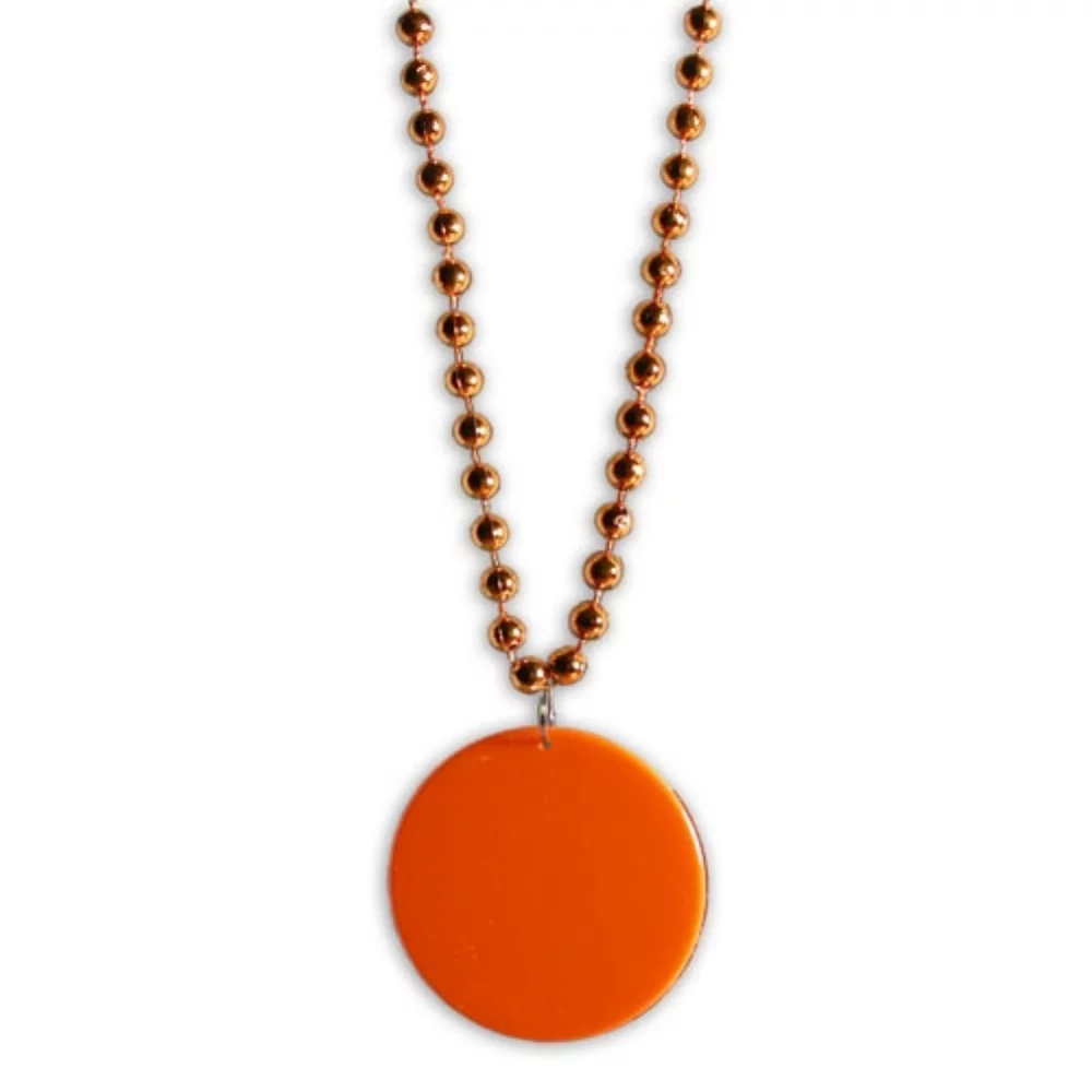 33" Orange Pearl Necklace w/Medallion
