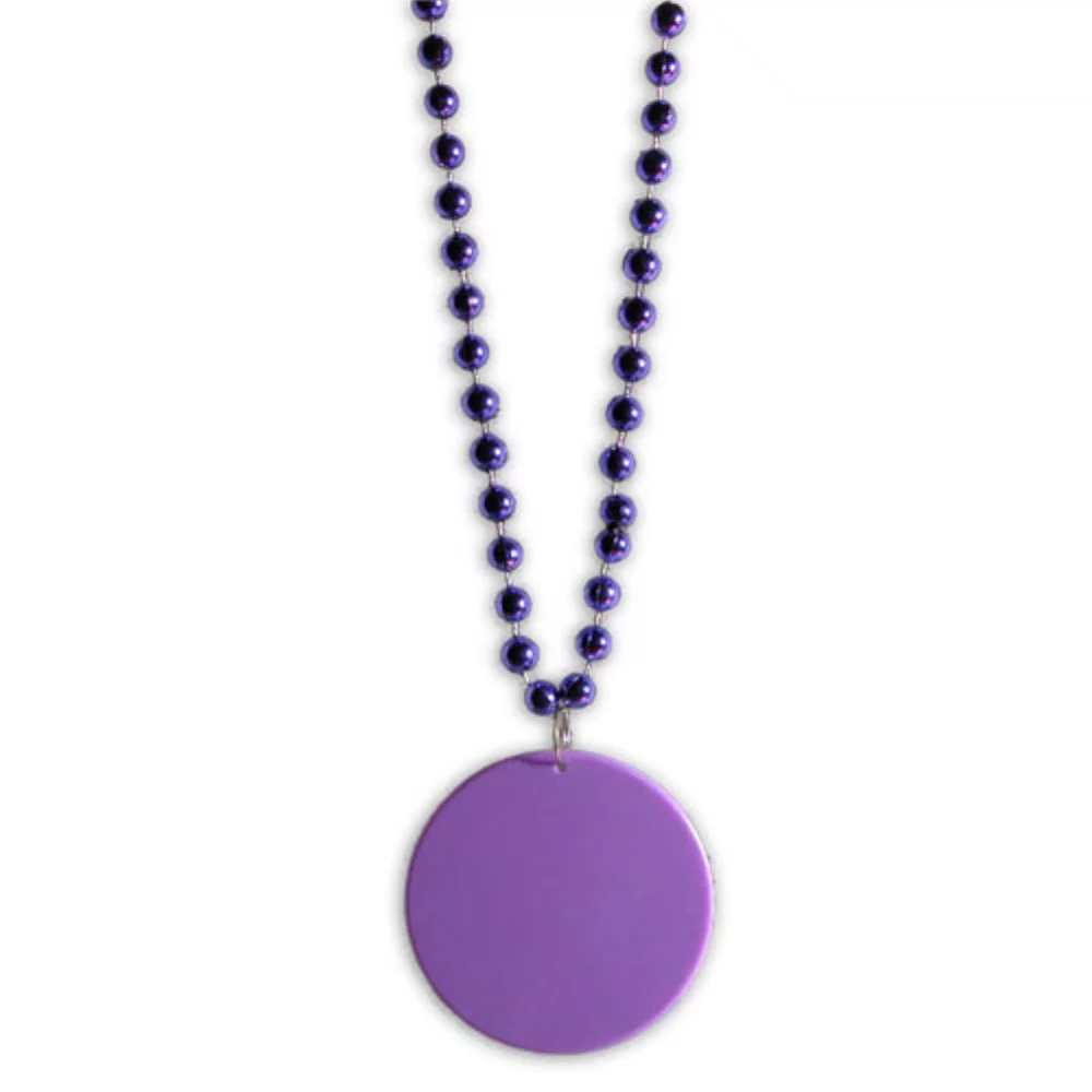 33" Purple Pearl Necklace w/Medallion