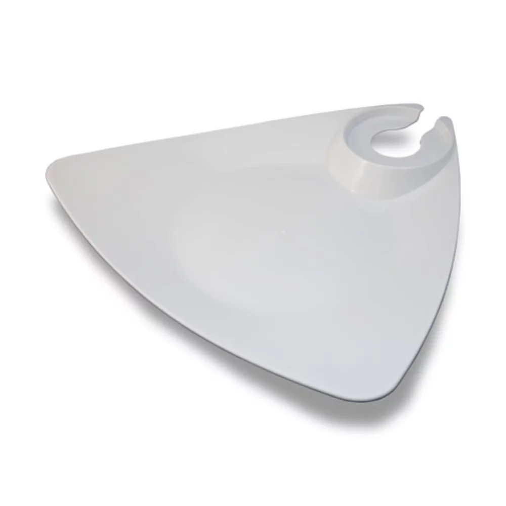 White Triangle Plate w/Wine Glass Holder