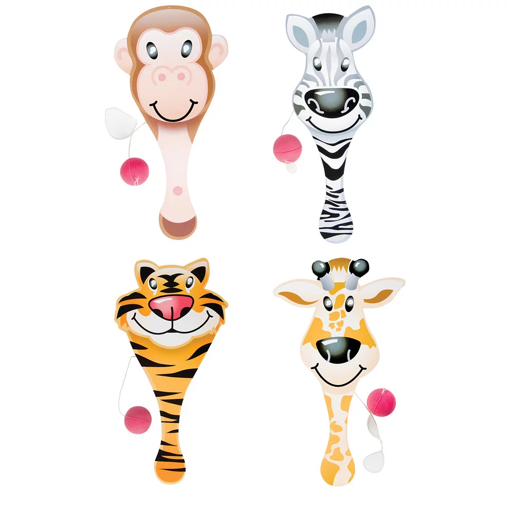 9" Zoo Animal Paddle Ball