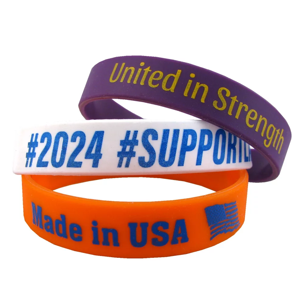 Custom Screen Printed Adult Size Silicone Wristband 8"