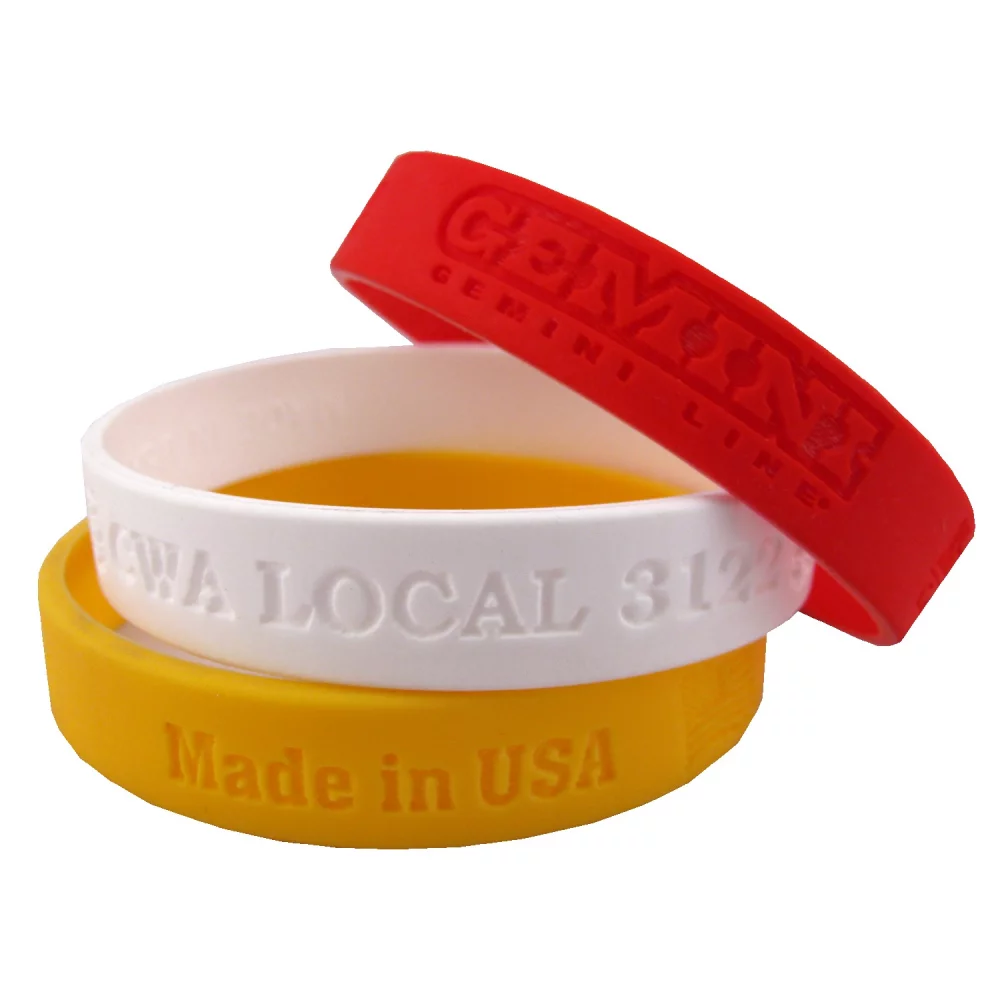 Custom Debossed Adult Size Silicone Wristband 8"