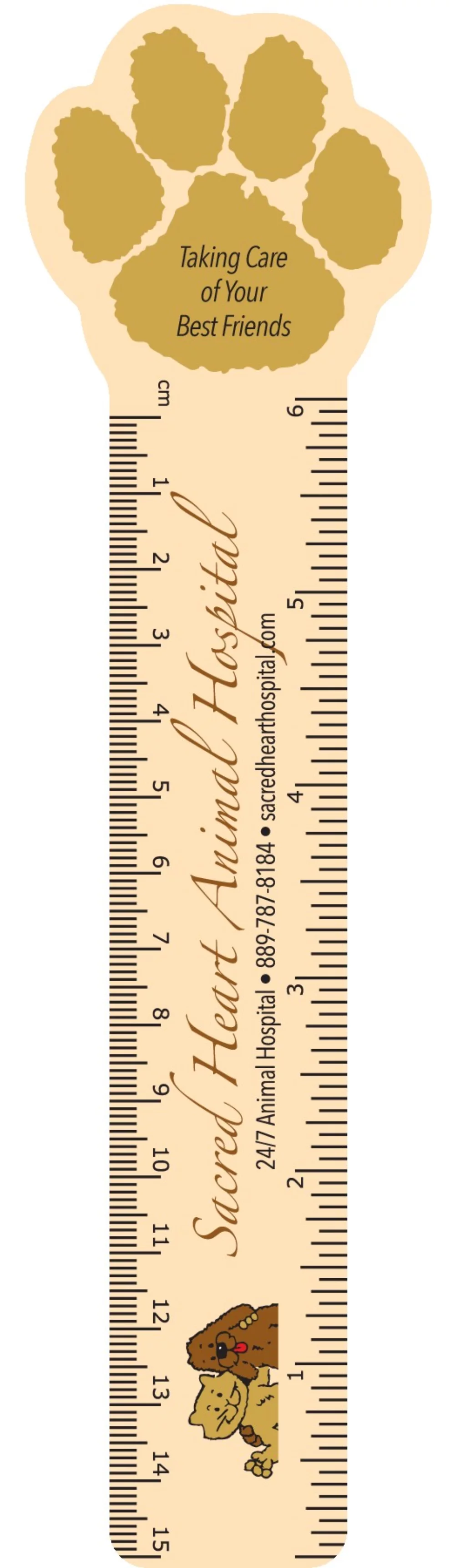 Custom shaped 8" bookmarks & rulers - Paw
