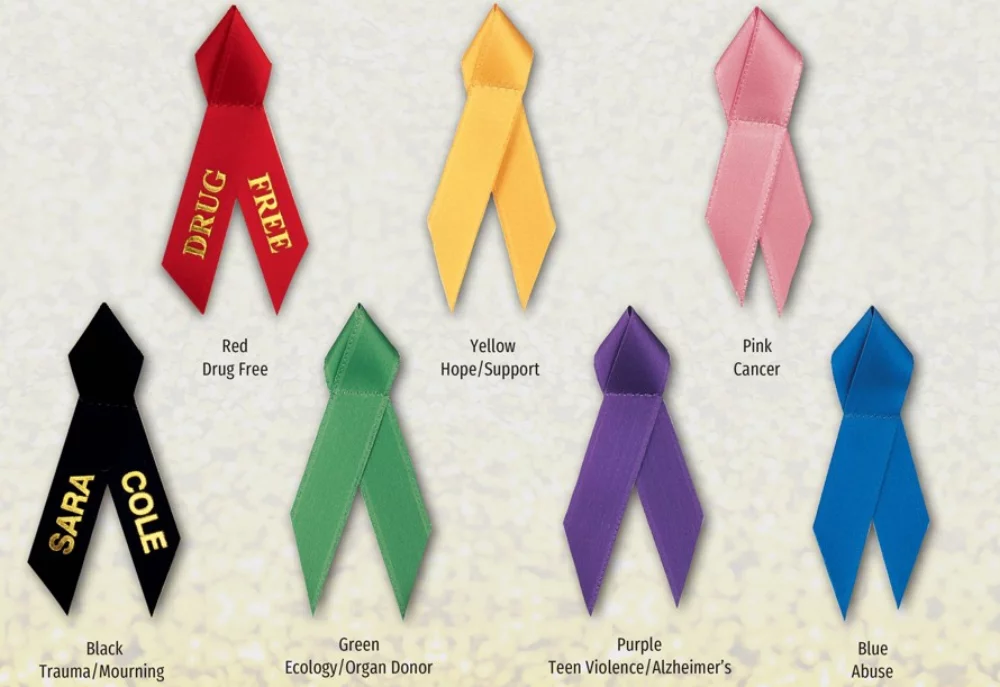 Rubans de sensibilisation en satin personnalisés - couleur personnalisée imprimée