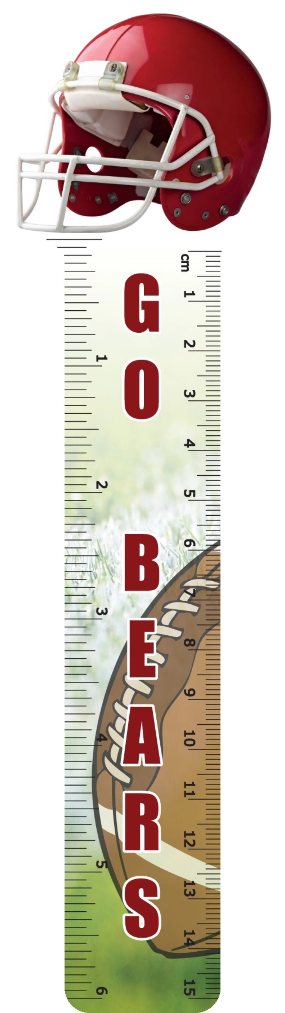 Custom shaped 8" bookmarks & rulers - Helmet