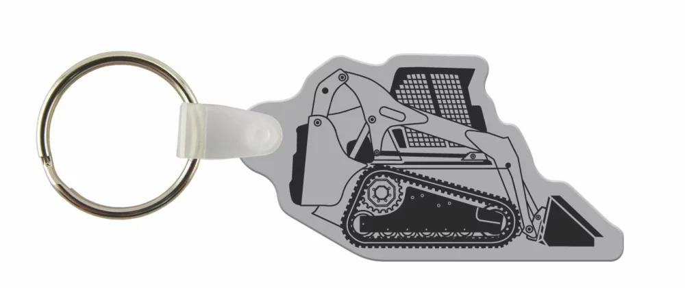 Étiquettes de clés personnalisées - Pleine couleur sur vinyle blanc - Bulldozer