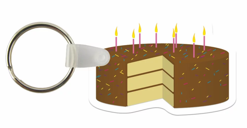 Étiquettes de clés personnalisées - Couleur complète sur vinyle blanc - Gâteau