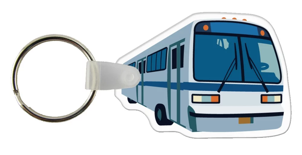 Étiquettes de clés personnalisées - Couleur complète sur vinyle blanc - Bus