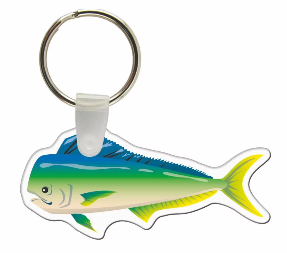 Étiquettes de clés personnalisées - Couleur complète sur vinyle blanc - Poisson