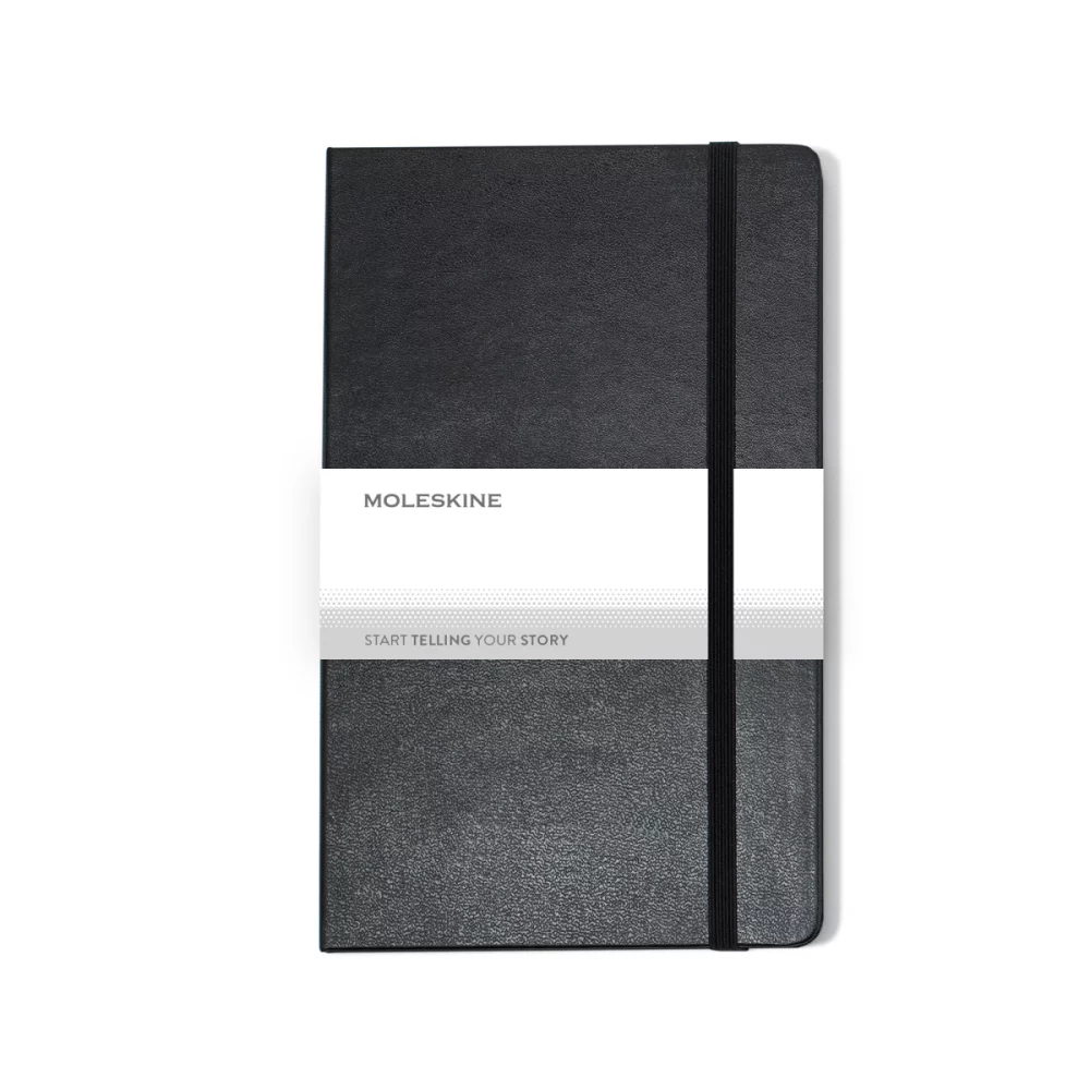 Carnet de notes Moleskine® à couverture rigide, grand format, pages blanches - noir