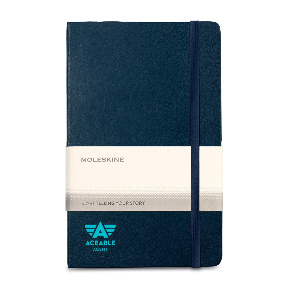 Cahier à couverture rigide Moleskine® à pages lignées, grand format - Bleu saphir