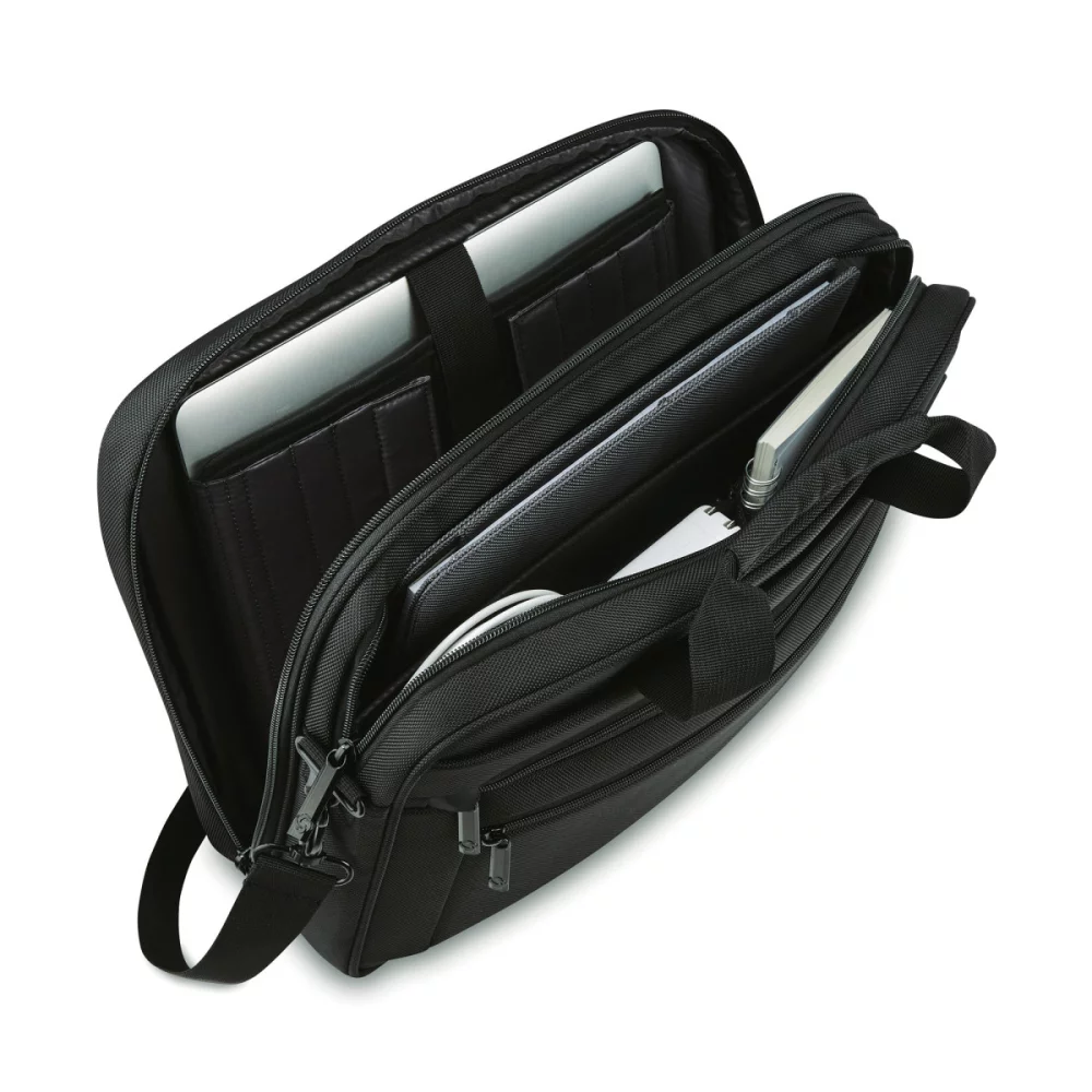 Samsonite Classic Business Perfect Fit Two Gusset Laptop Portfolio - Black