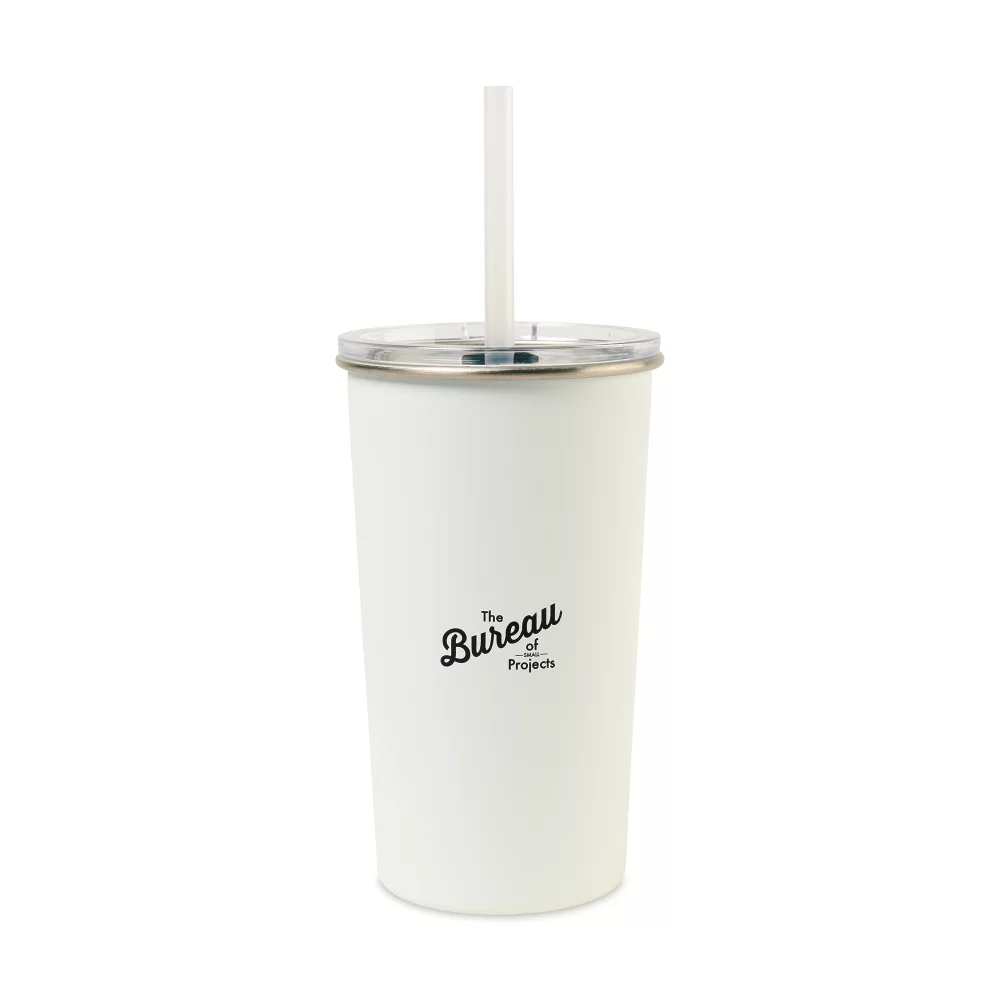 Gobelet en acier inoxydable Arlo Classics avec paille - 20 oz - Blanc