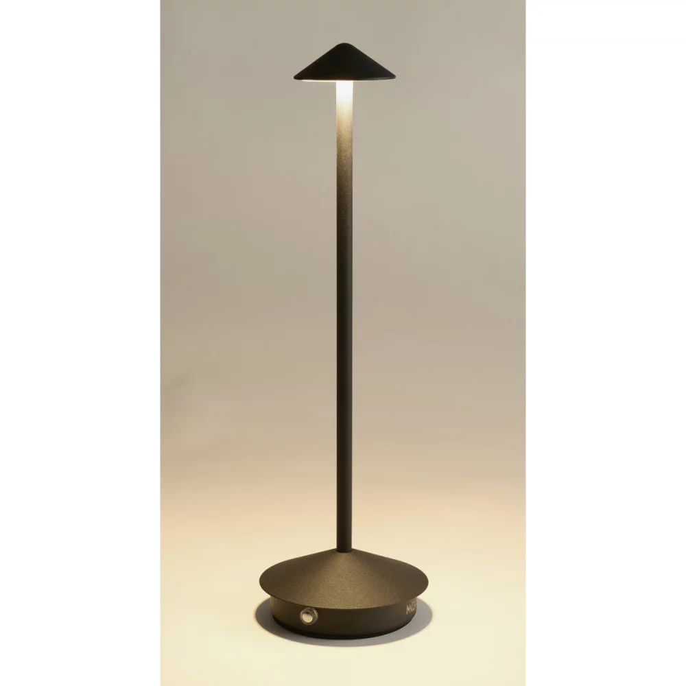 Lampe de table LED rechargeable en forme de pyramide - Noir
