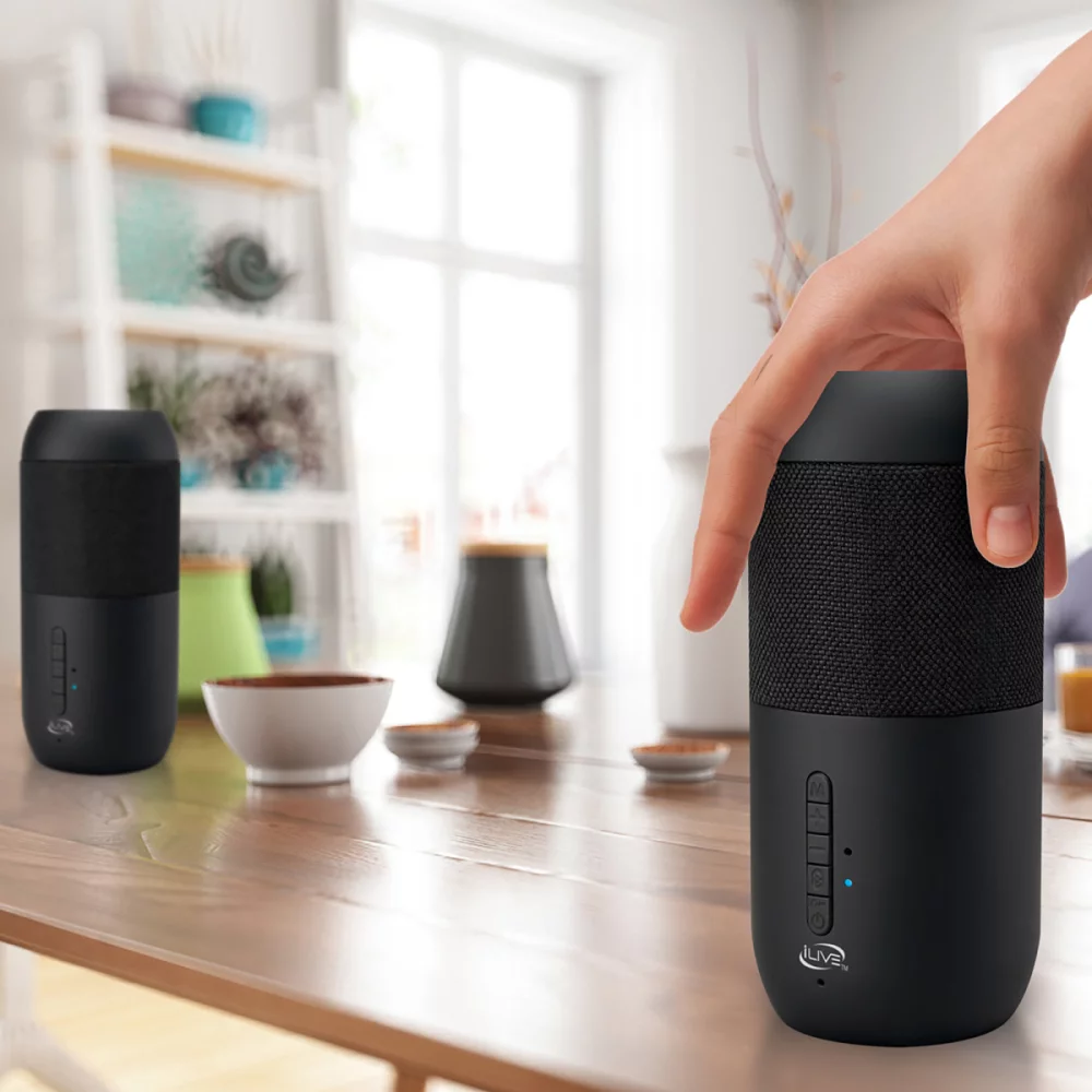 Enceintes Bluetooth solaires iLive™ pour l'intérieur et l'extérieur - Noir