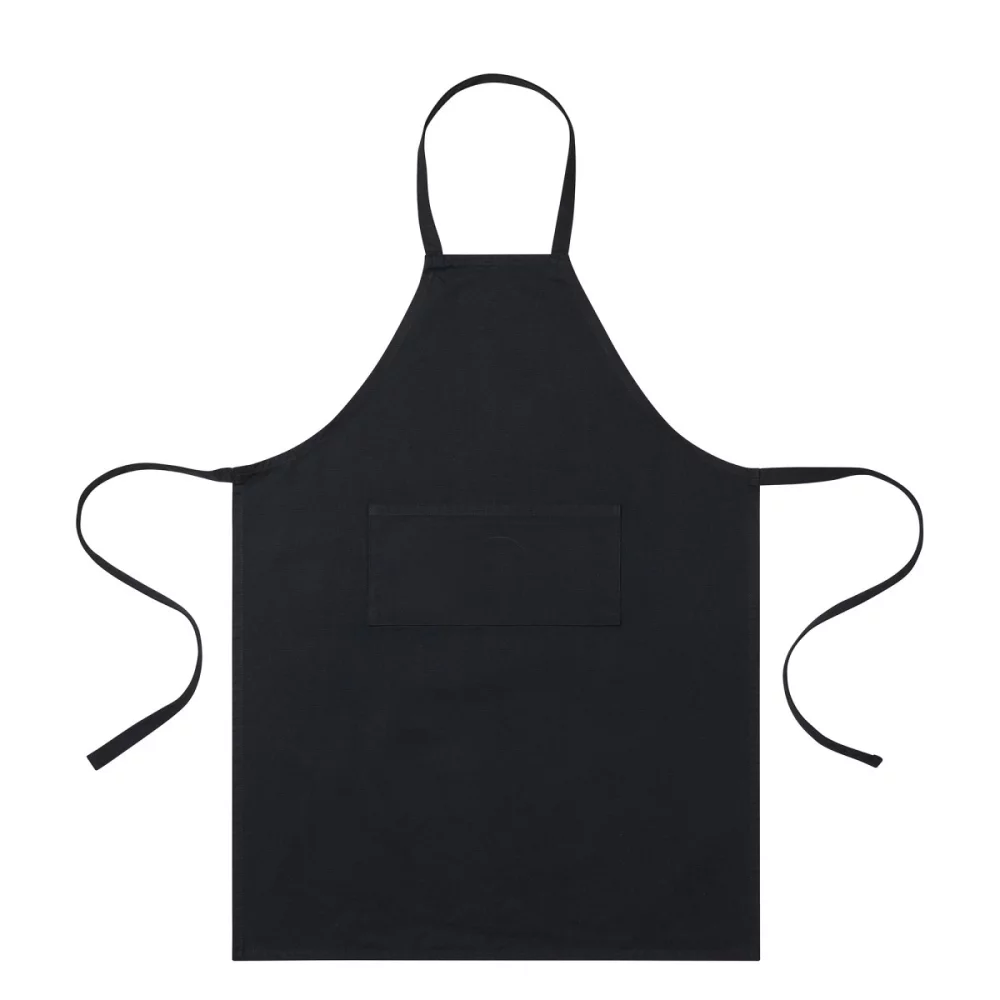 AWARE™ Recycled Cotton Bib Front Apron With Pocket - Black