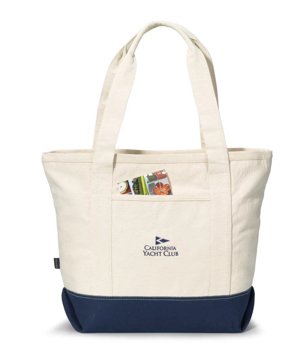 Newport Cotton Zippered Tote - Navy Blue