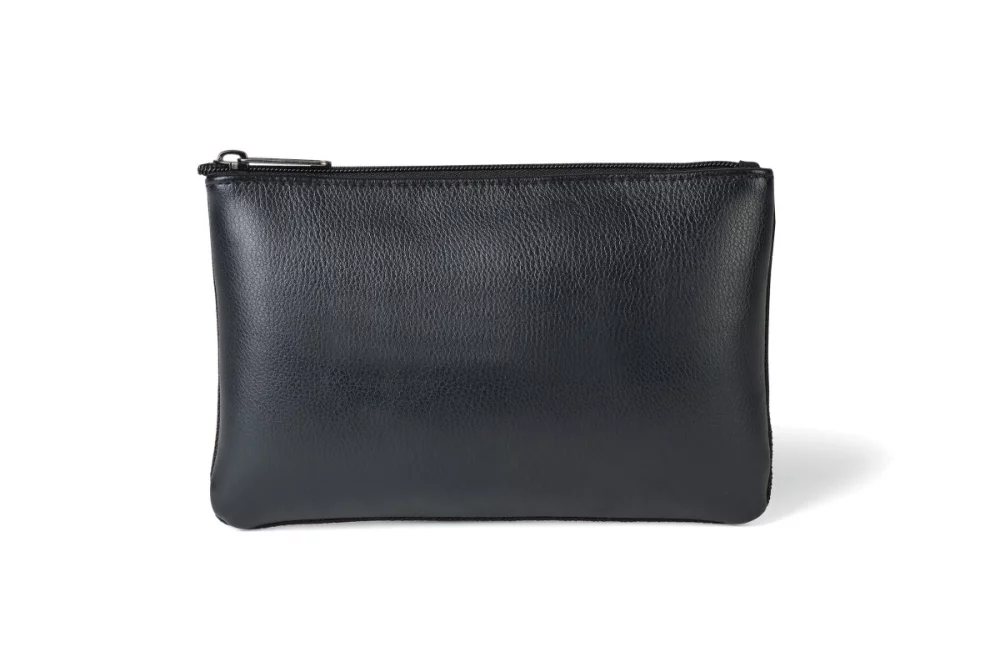 Travis & Wells® Leather Zippered Pouch - Black