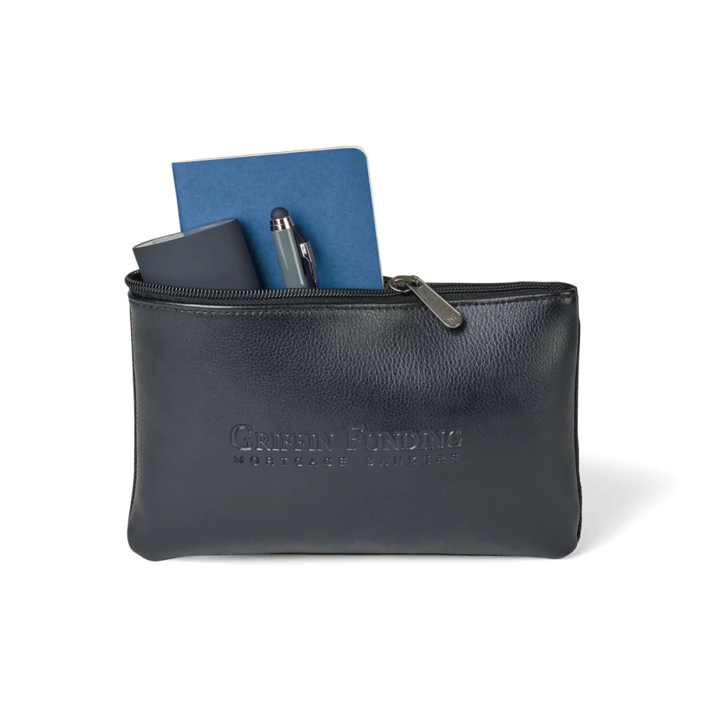 Travis & Wells® Leather Zippered Pouch - Black