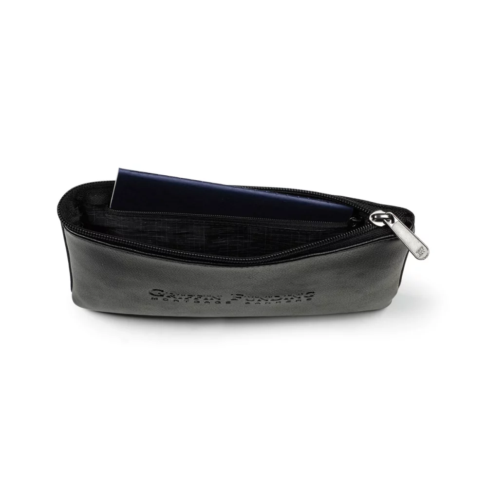 Travis & Wells® Leather Zippered Pouch - Black