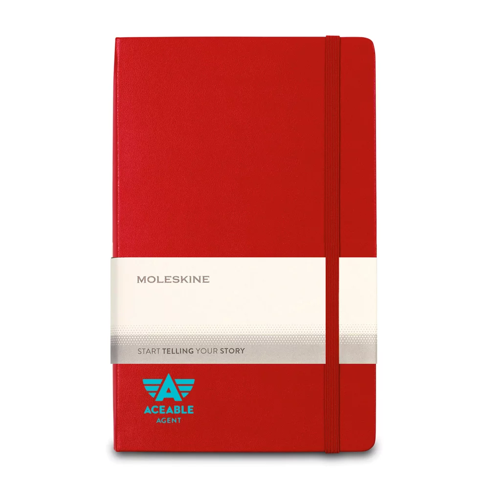 Cahier à couverture rigide Moleskine® à pages lignées, grand format - Rouge écarlate