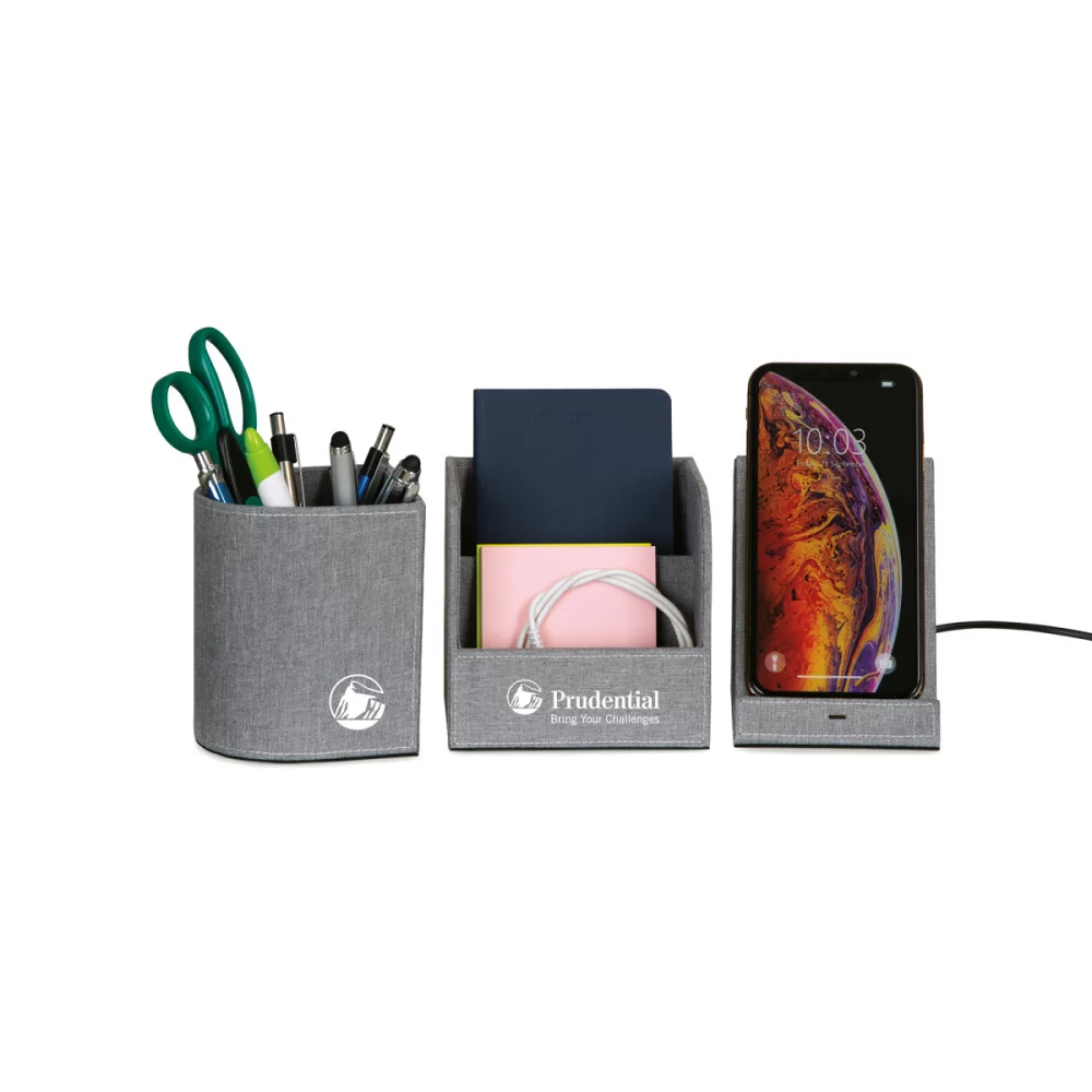 Organisateur de bureau avec charge sans fil Truman - Gris moyen chiné