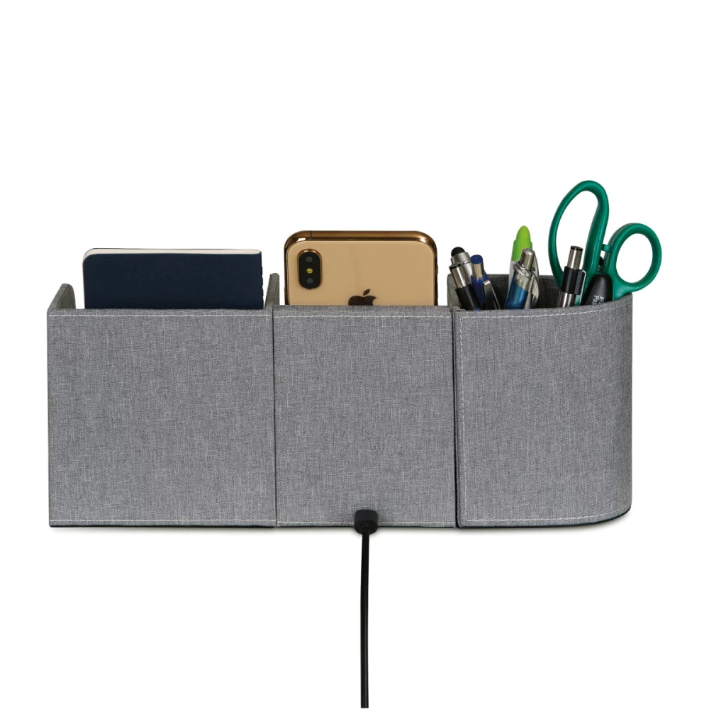 Organisateur de bureau avec charge sans fil Truman - Gris moyen chiné