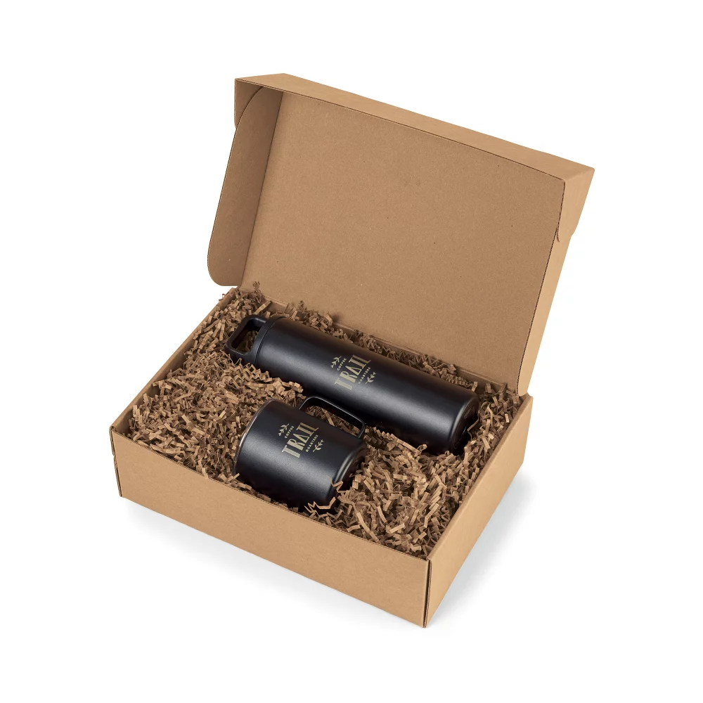 Ensemble cadeau bouteille à large ouverture et tasse de camping MiiR® - Poudre noire