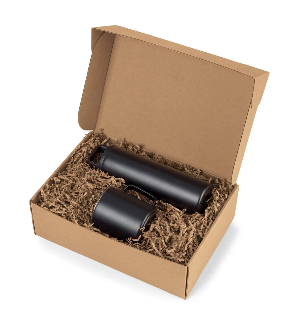 Ensemble cadeau bouteille à large ouverture et tasse de camping MiiR® - Poudre noire