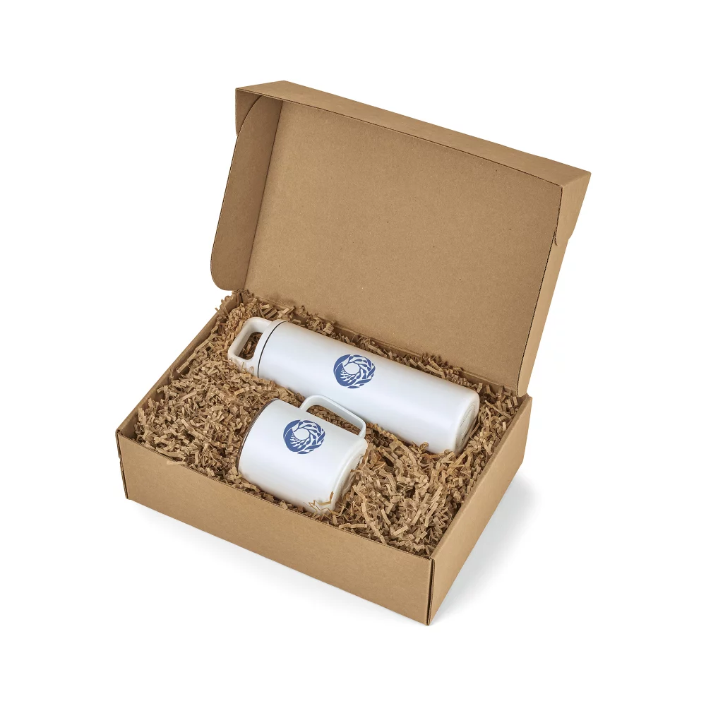 Ensemble cadeau bouteille à large ouverture et tasse de camping MiiR® - Poudre blanche