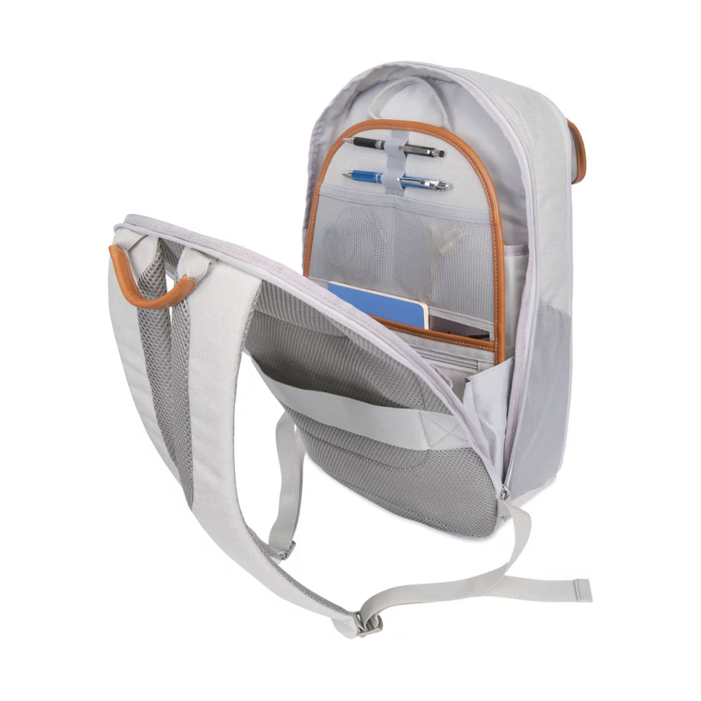 Sac à dos pour ordinateur portable hybride de bureau mobile - gris chiné silencieux