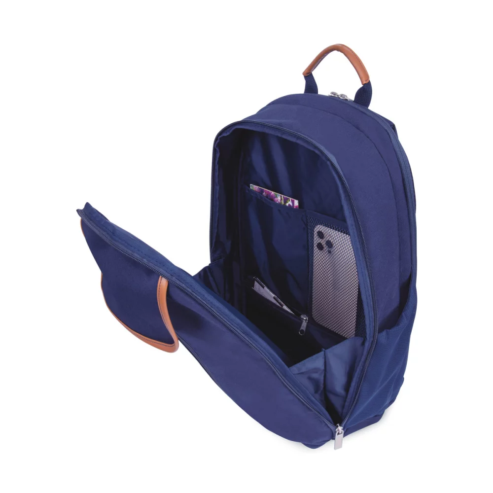 Sac à dos pour ordinateur portable hybride de bureau mobile - bleu marine chiné