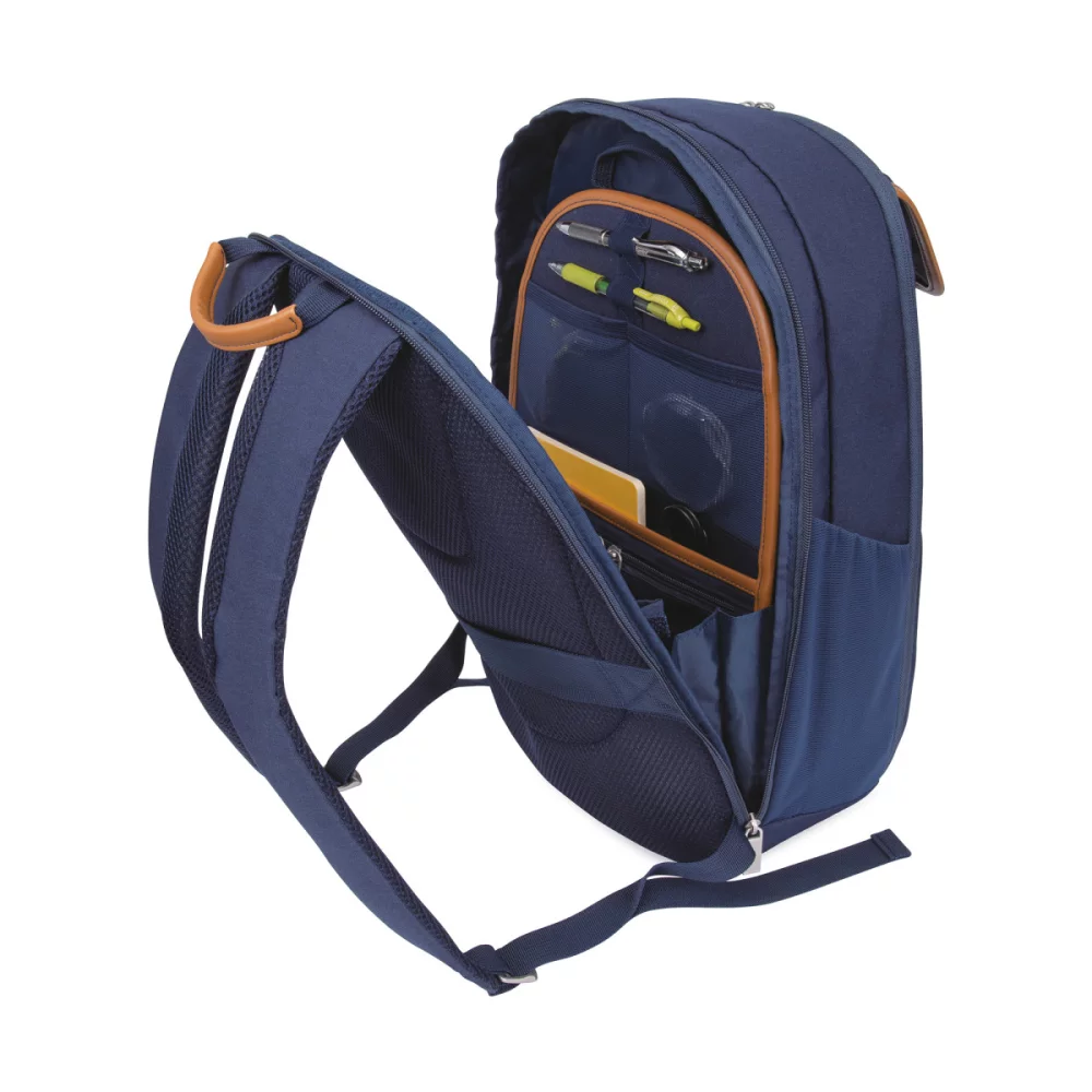 Sac à dos pour ordinateur portable hybride de bureau mobile - bleu marine chiné