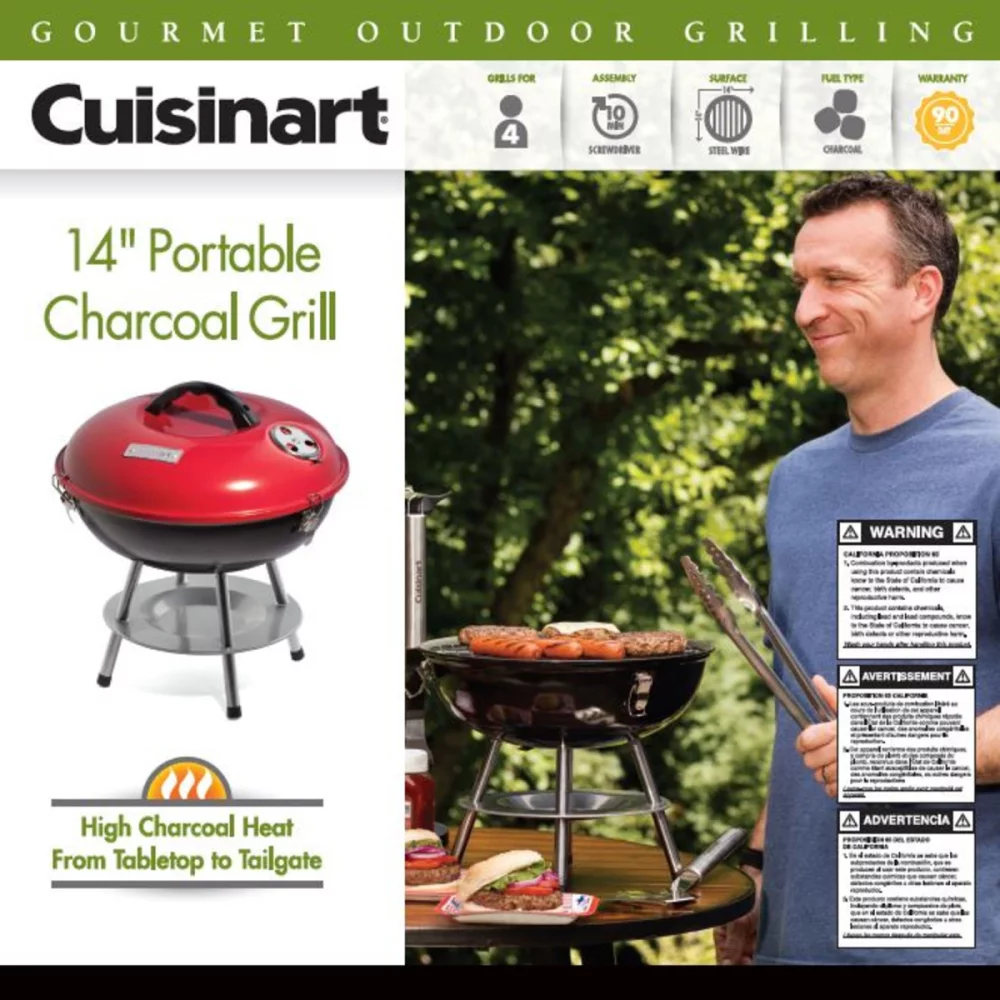 Cuisinart Outdoors® 14" Charcoal Grill - Red