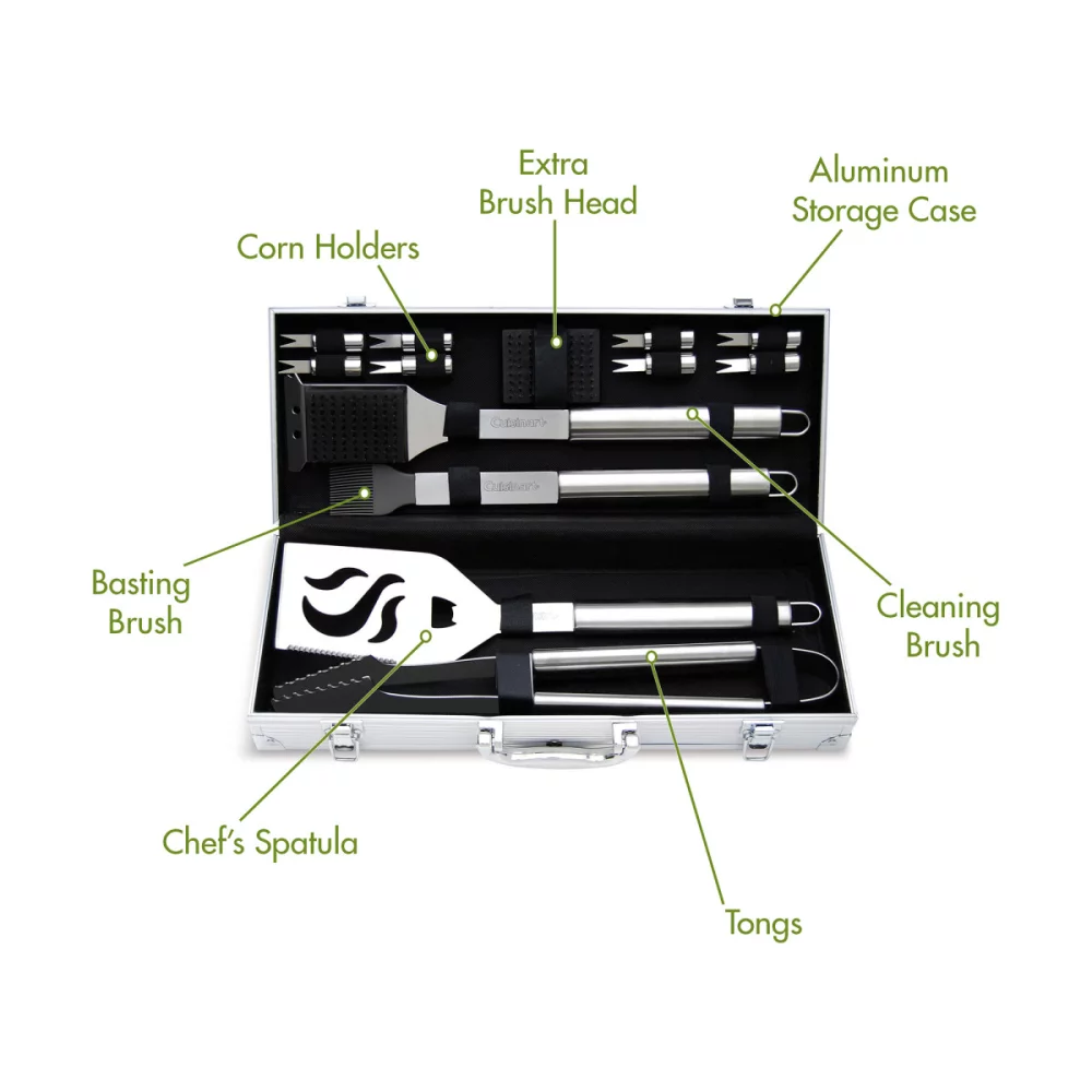 Cuisinart Outdoors® 14 Piece Deluxe Grill Tool Set - Stainless Steel