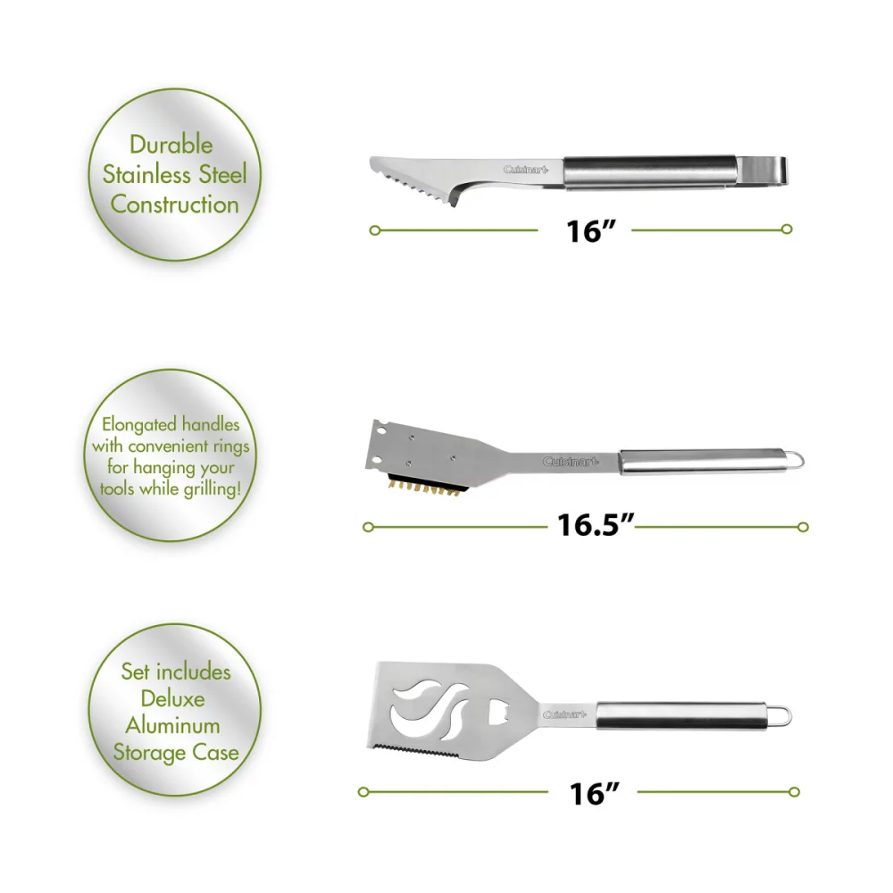 Ensemble d'outils de barbecue de luxe Cuisinart Outdoors® 14 pièces - Acier inoxydable