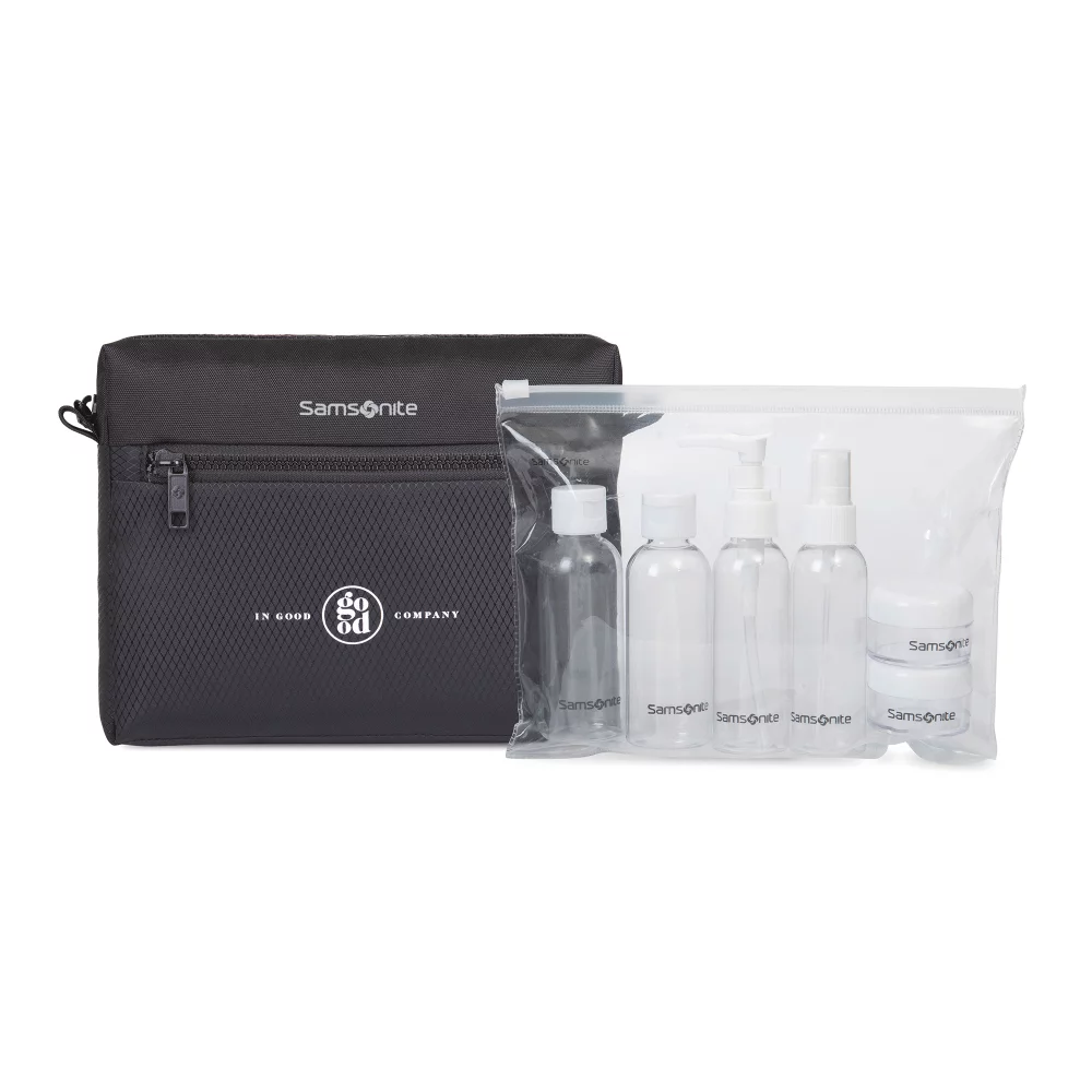 Pochette zippée Samsonite et ensemble de 6 bouteilles de voyage - Noir