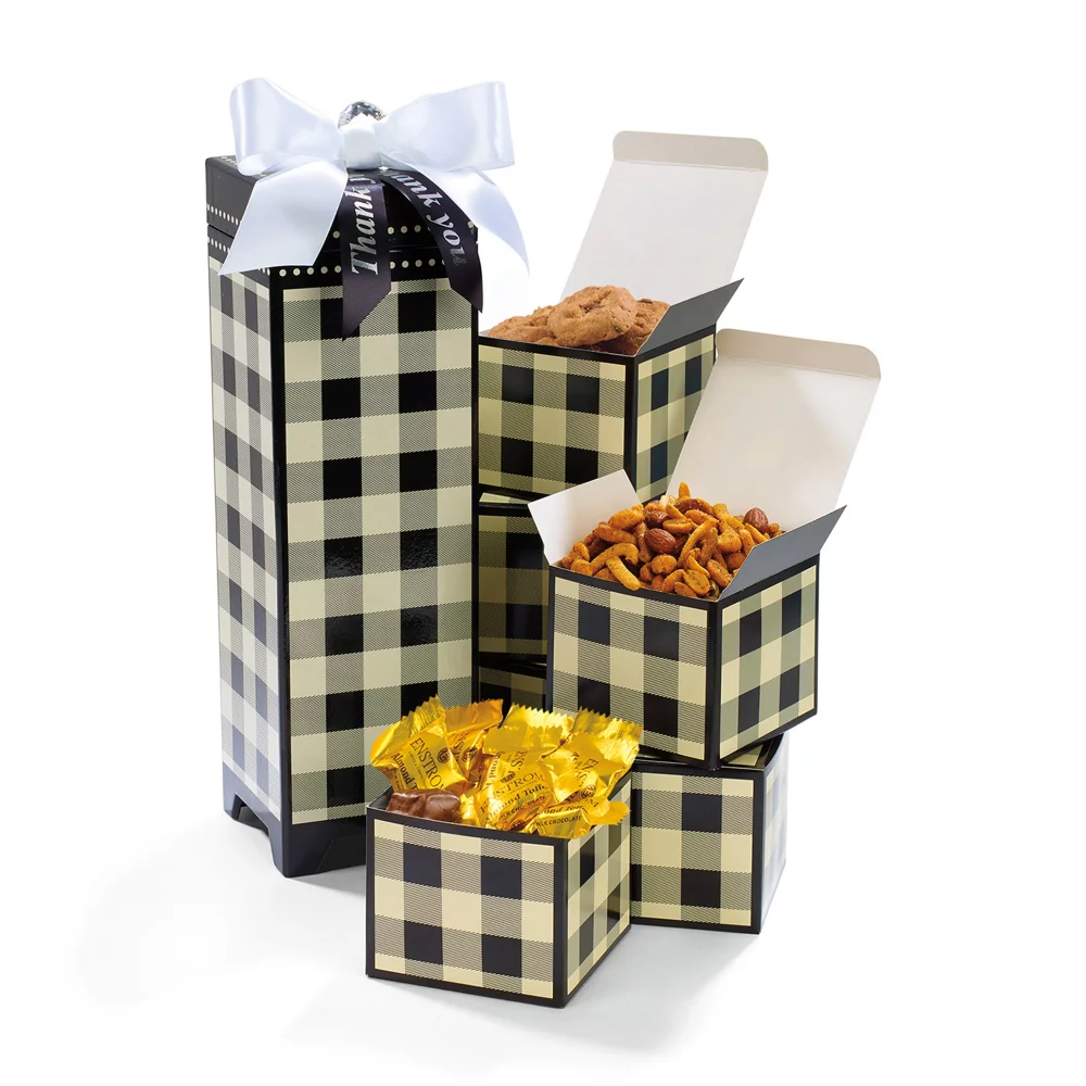 Sweet Delights Tower...Check! - Black and Cream Buffalo Plaid